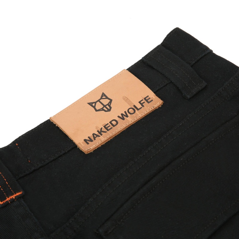 Naked Wolfe Baggy Pocket Cargo Logo Nadrág Férfi Fekete | EGD3614YQ