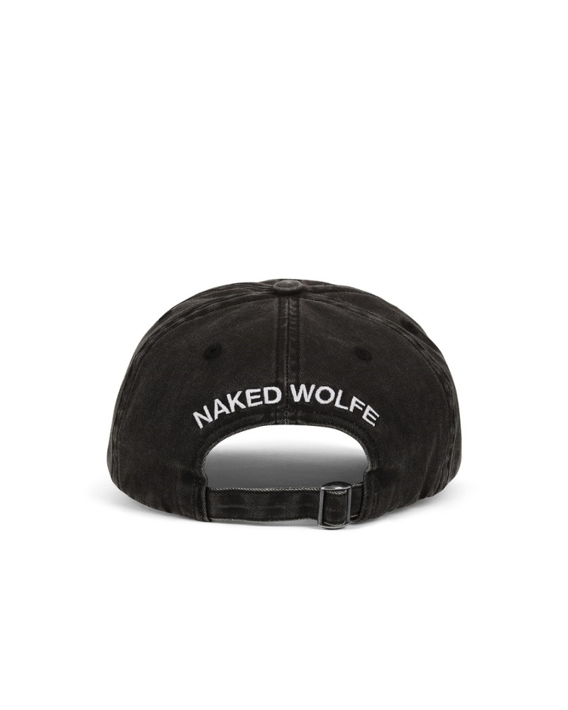 Naked Wolfe Washed Baseball Sapkák Férfi Fekete | TOY8720OX